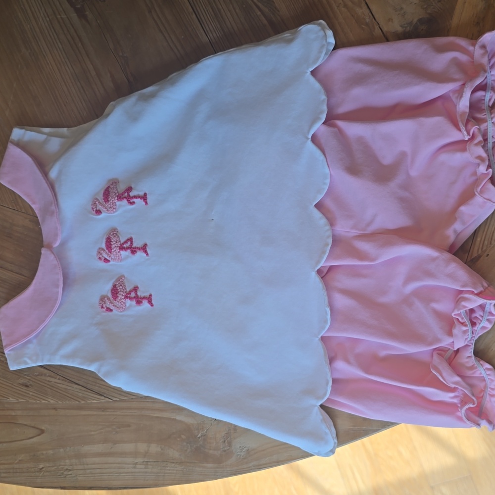Little Bluebird Smocks Flamingo Set